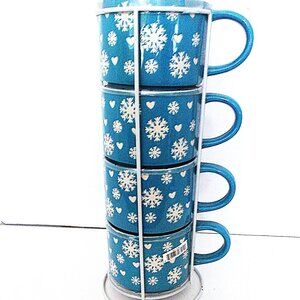 🎄NWT Dayna Lee Eccolo Snowflake Mugs